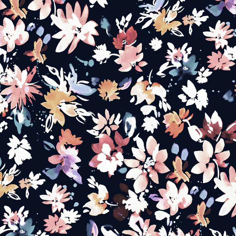 Cotton lawn oeko-tex "Flourish sur fond noir" de Dashwood Studio par Helen Powlman (prix pour 10cm) - Image 6